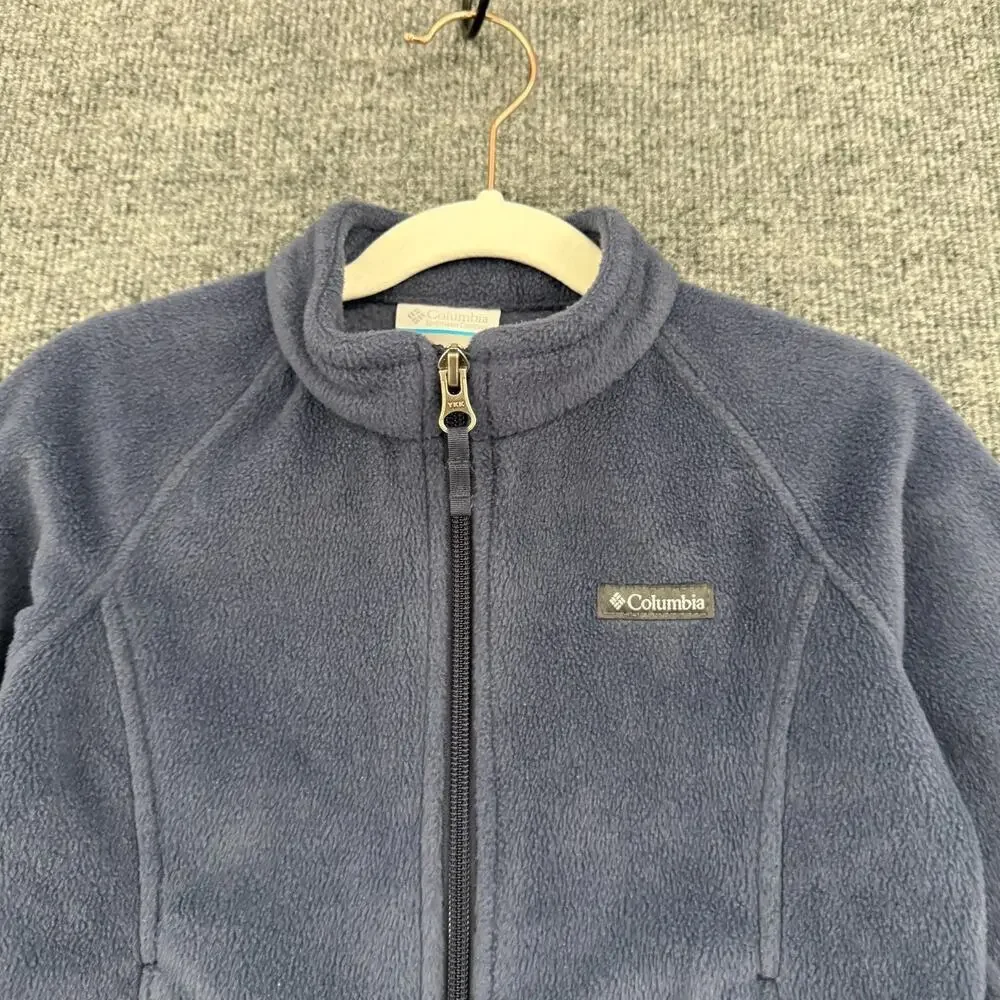 Columbia Kids Fleece Jacket Size 4T Blue Full Zip Mock Neck Pockets Cozy Coat